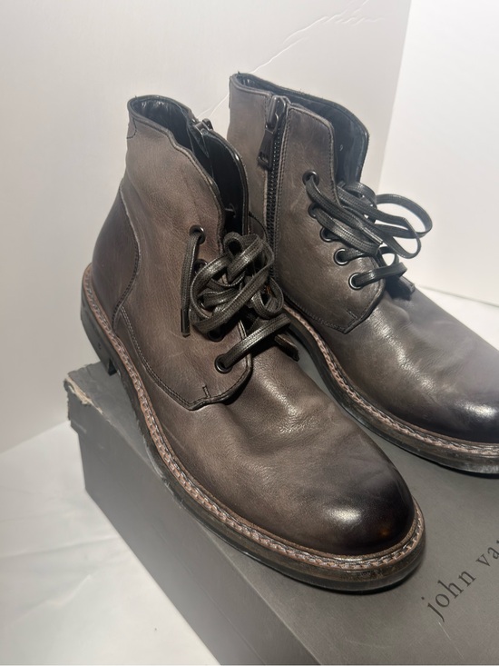 John Varvatos Dark Brown Leather Lace-Up Combat Boots